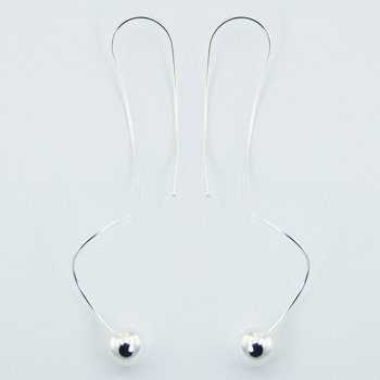 Long twirl silver earrings