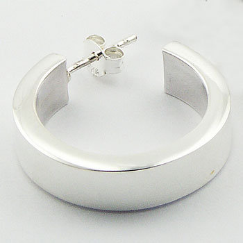 Modern silver classic hoop stud earrings