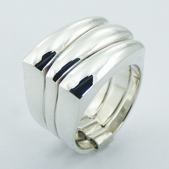 Stacked Square silver ring