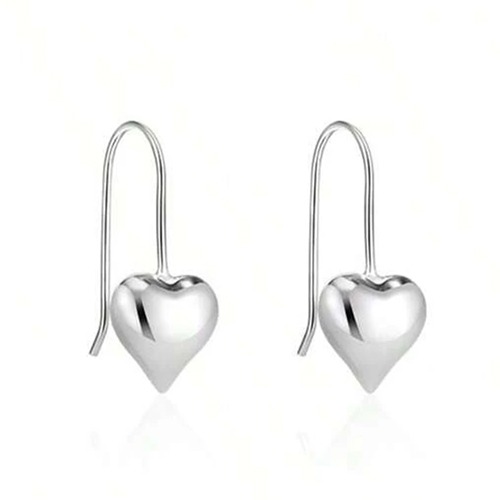 Sterling silver Sentimental shiny heart earrings 24mm long - Image 3
