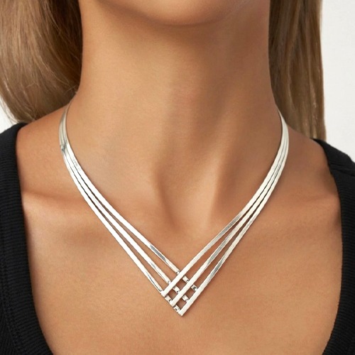 Sterling silver modern solid gladiator design neckpiece