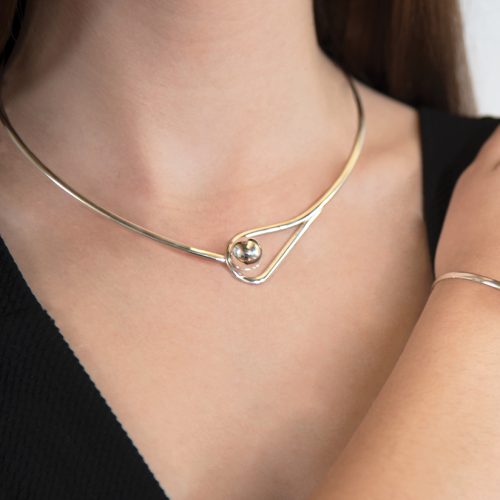 Solid silver clip in ball neckpiece