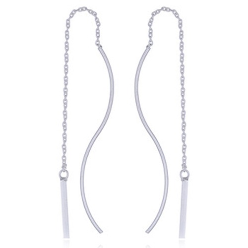 Sterling silver threader chain wavy design dainty earrings 50mm long