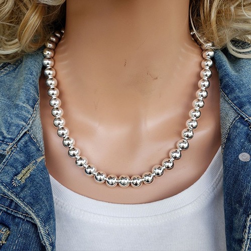 Sterling silver 10mm ball size necklace