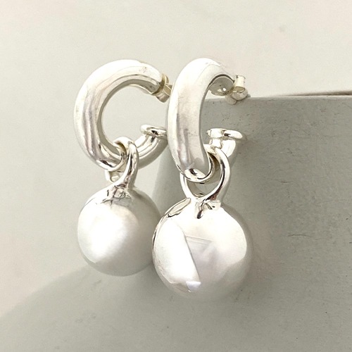 Sterling silver ball pretty women Bulky hoop style earrings 14mm, 16mm or 20mm ball size - Image 2