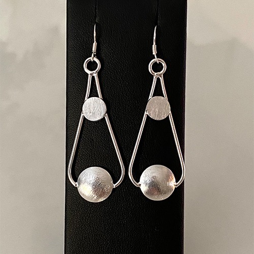 Sterling silver matte silver geometric earrings 55mm long