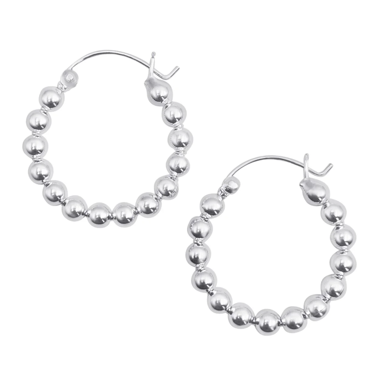 Sterling silver ball classic hoop earrings 20mm, 25mm or 30mm size - Image 3