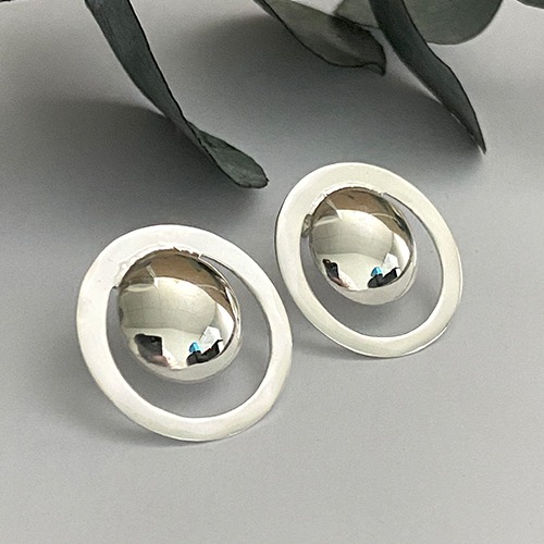 Sterling silver bold large plain round stud earrings 26mm size
