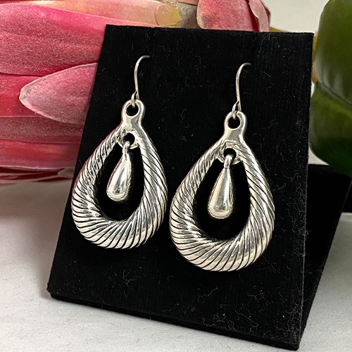 Sterling silver bold teardrop earrings 50mm long