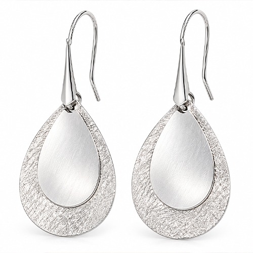 Sterling silver long teardrop matte silver earrings 55mm long