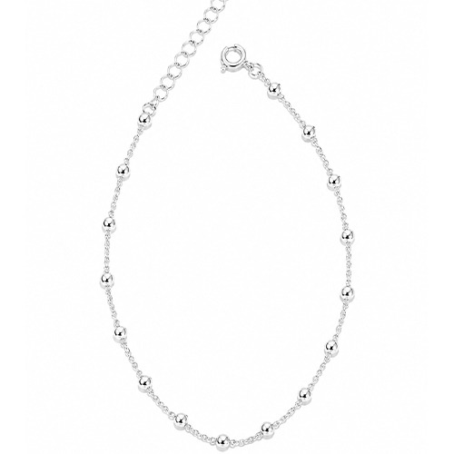 Sterling silver Bella design dainty ball chain Anklet 2mm wide - Image 2