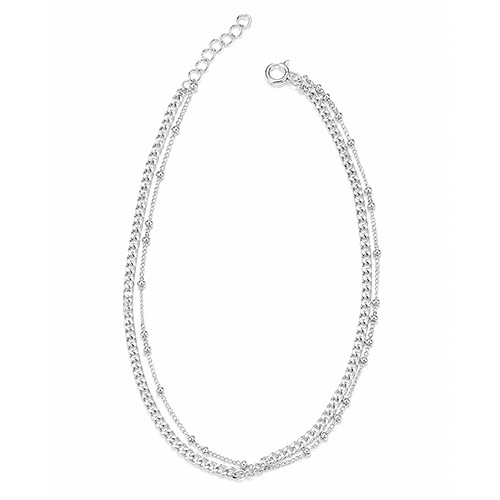 Sterling silver Anna design double strand ball & chain anklet 4mm wide - Image 2