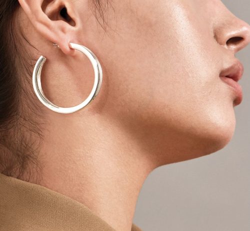 Sterling silver large stud hoop earrings 40mm or 48mm size