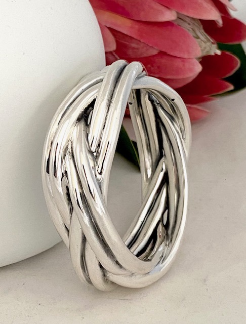 Sterling silver bulky plait bangle 25mm wide