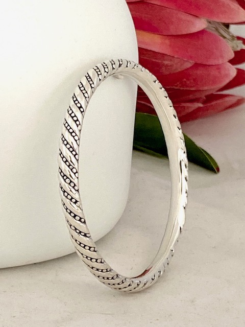 Sterling silver dot design bangle 8mm wide