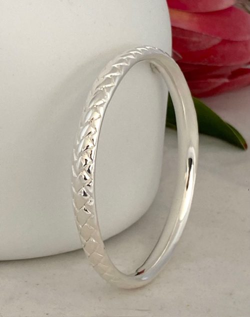 Sterling silver weave pattern bangle 8mm wide
