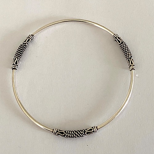 Sterling silver tribal wired design solid bangle 4mm wide