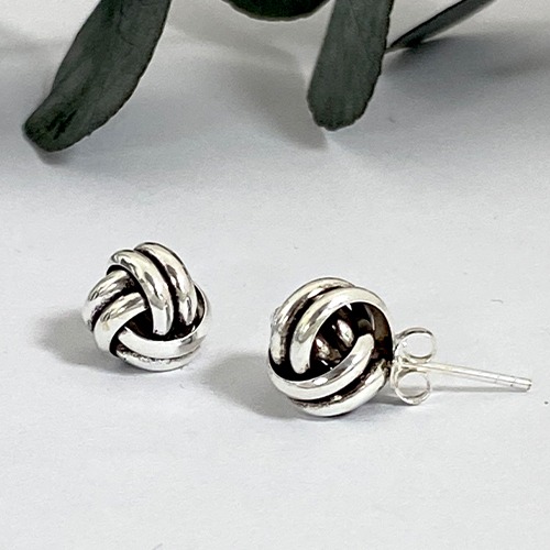 Sterling silver ball knot stud earrings 10mm size
