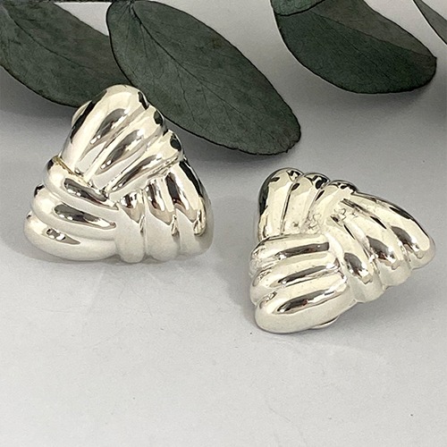 Sterling silver triangle texture style clip on earrings