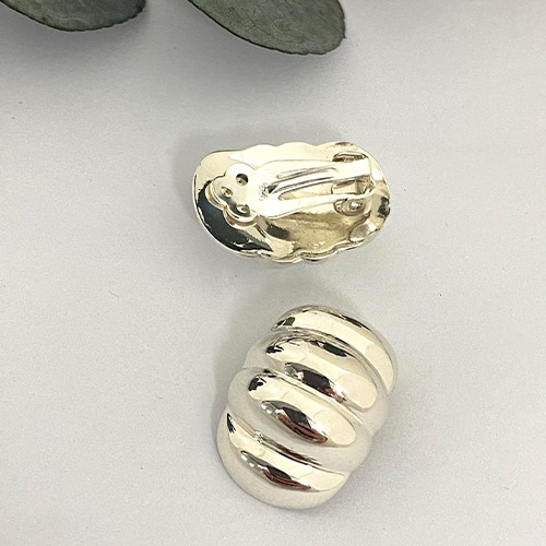 Sterling silver wave design oval clip on earrings