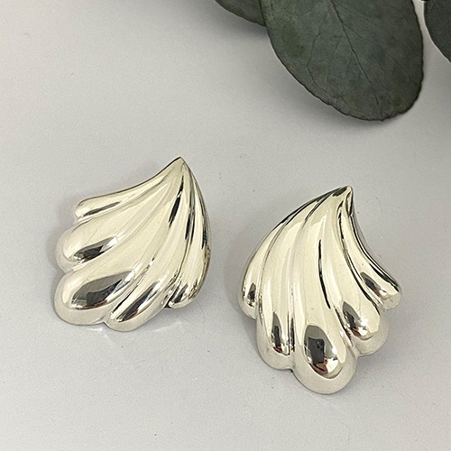 Sterling silver unique fan shape clip on earrings