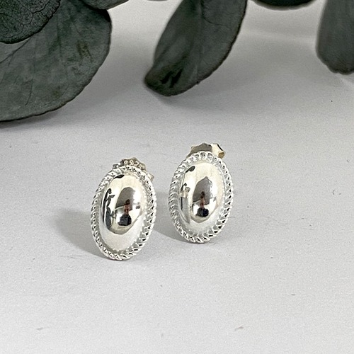Sterling silver small oval dome stud earrings