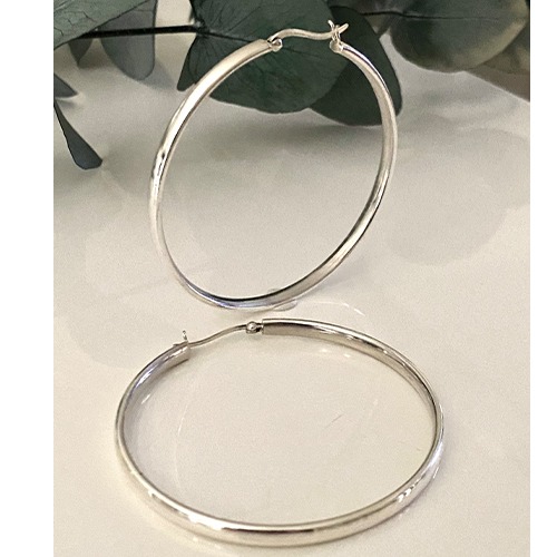 Sterling silver large classic clip hoop earrings 45mm, 50mm or 60mm size