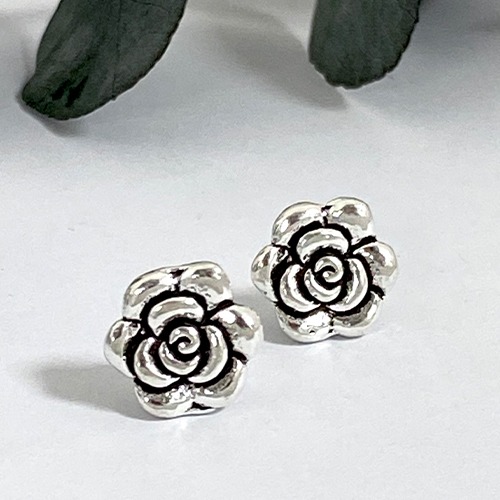 Sterling silver small rose stud earrings 10mm size