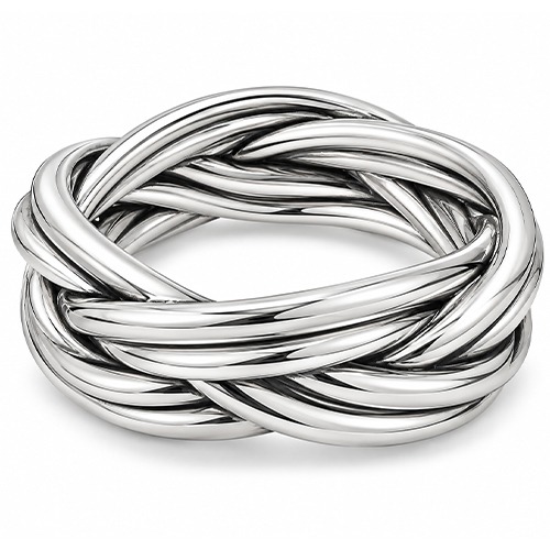 Sterling silver bulky plait pattern hollow bangle 25mm wide