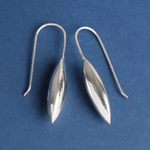 Sterling silver modern plain drop design earrings 30mm long