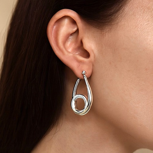 Sterling silver bold unique twirl hoop earrings 50mm long