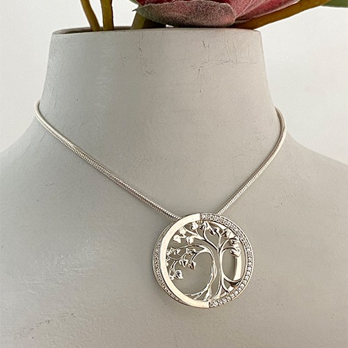 Sterling silver 3D design tree of life pendant 23mm size