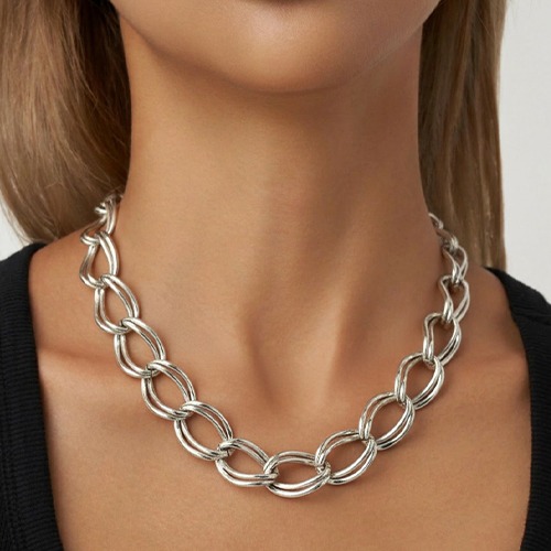Sterling silver 20mm bulky link curb necklace