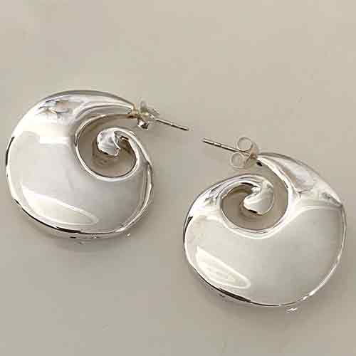 Sterling silver bold twirl stud hoop earrings