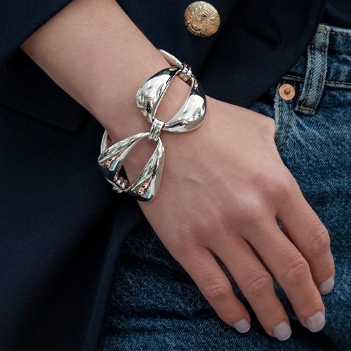 Sterling silver bulky unique link bracelet 32mm wide