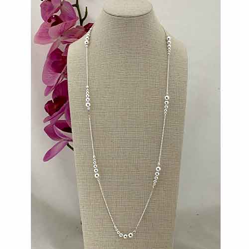 Sterling silver ball pattern long necklace 80cm