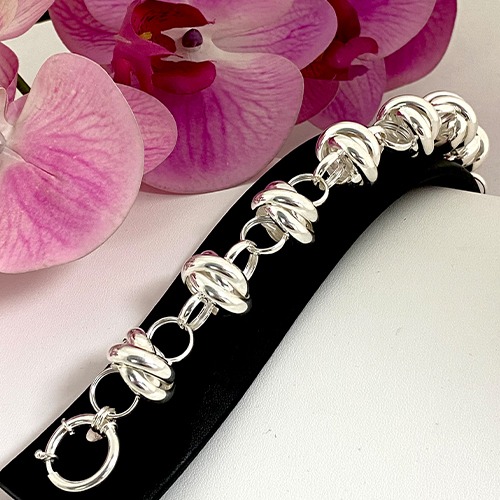 Sterling silver bulky Russian link bracelet