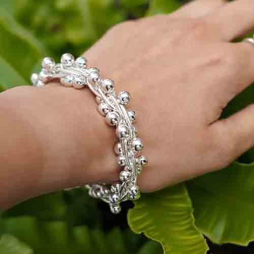 Sterling silver solid ball twist design bracelet