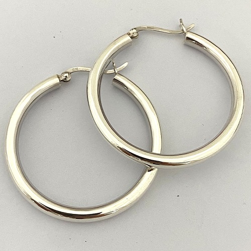 Sterling silver round classic Stella hoop earrings 40mm size