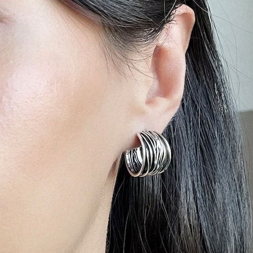 Sterling silver small bulky textured stud hoop earrings 20mm size