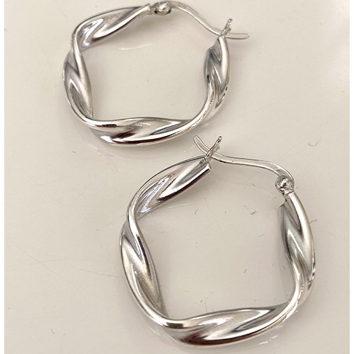Sterling silver medium hoops with a twist 30mm size