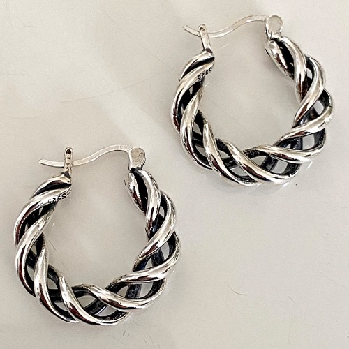 Sterling silver small unique twisted hoop earrings 25mm size