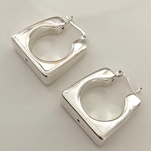 Sterling silver bulky square hoop clip earrings 30mm size