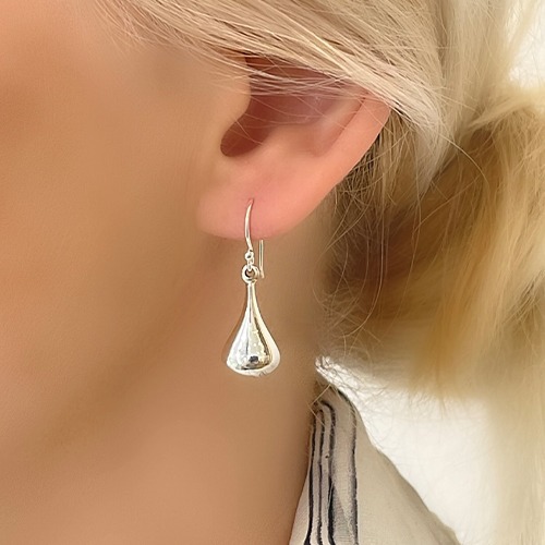 Sterling silver dainty hanging teardrop earrings 39mm long