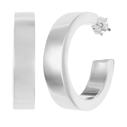 Sterling silver modern stud hoop earrings 20mm or 25mm size