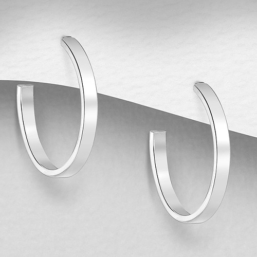 Sterling silver Dina classic stud hoop earrings 20mm size