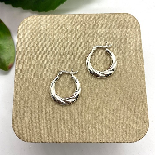 Sterling silver small twisted hoop earrings 20mm size