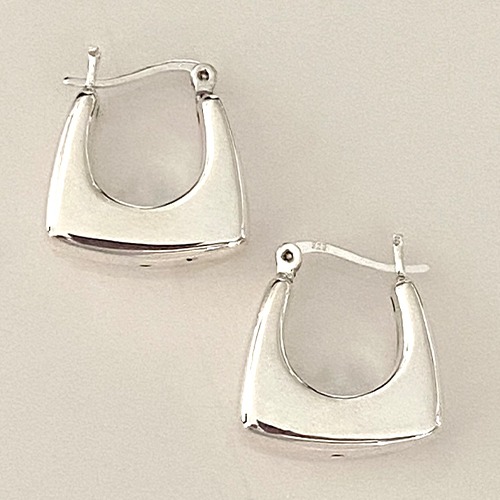 Sterling silver small square clip hoop earrings 20mm size