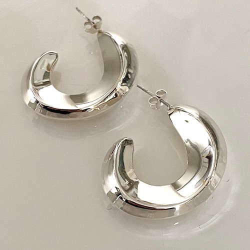 Sterling silver unique bulky stud hoop earrings 33mm size