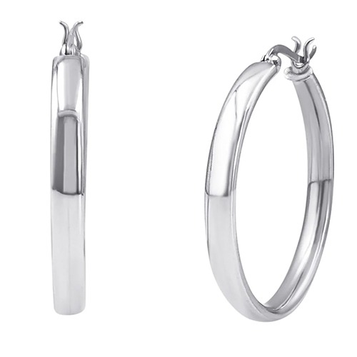 Sterling silver everyday clip hoop round earrings 28mm or 35mm size